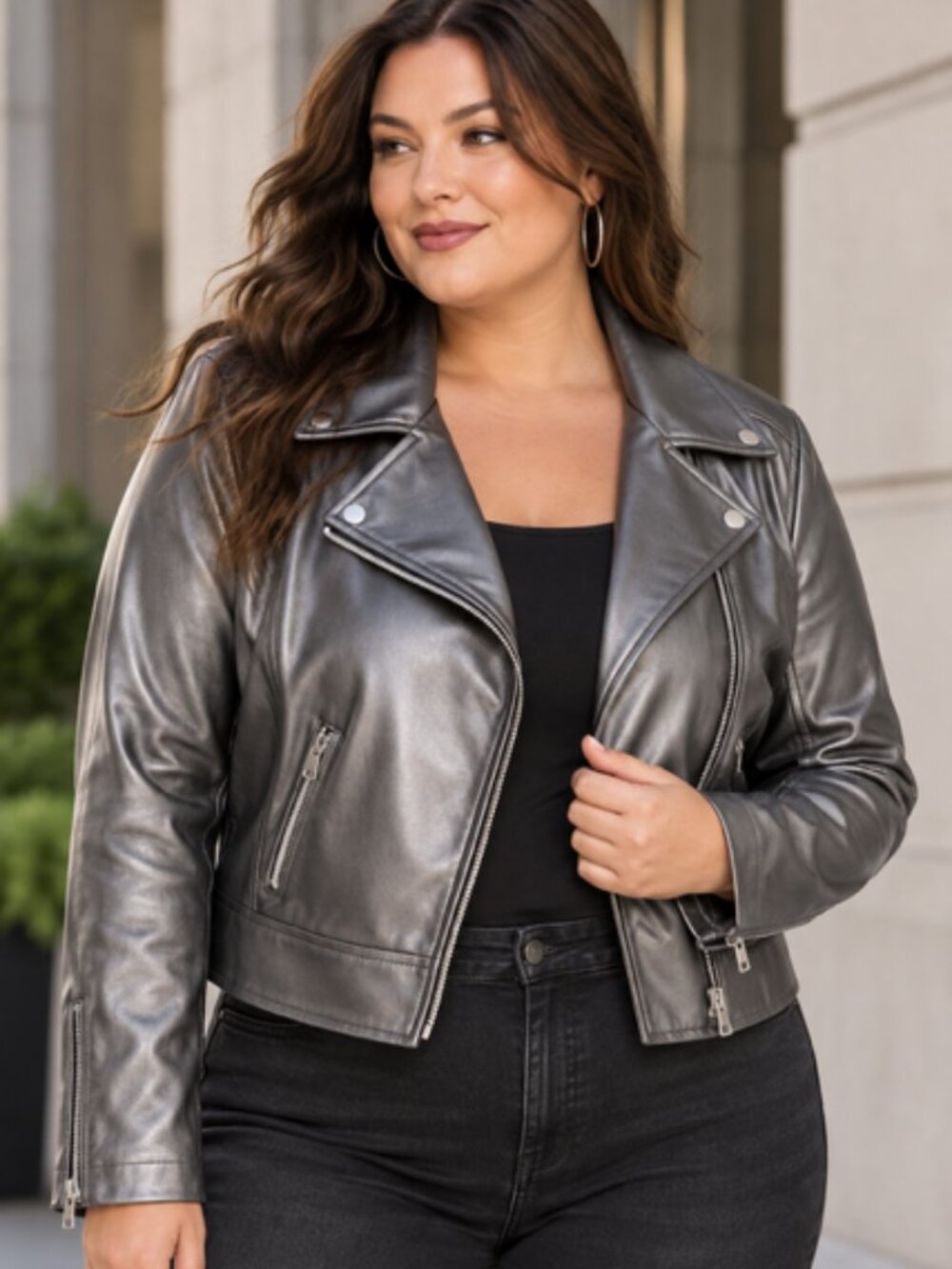 NWT Torrid Pewter Metallic Faux Leather Moto Jacket Size 00 / 12 Biker